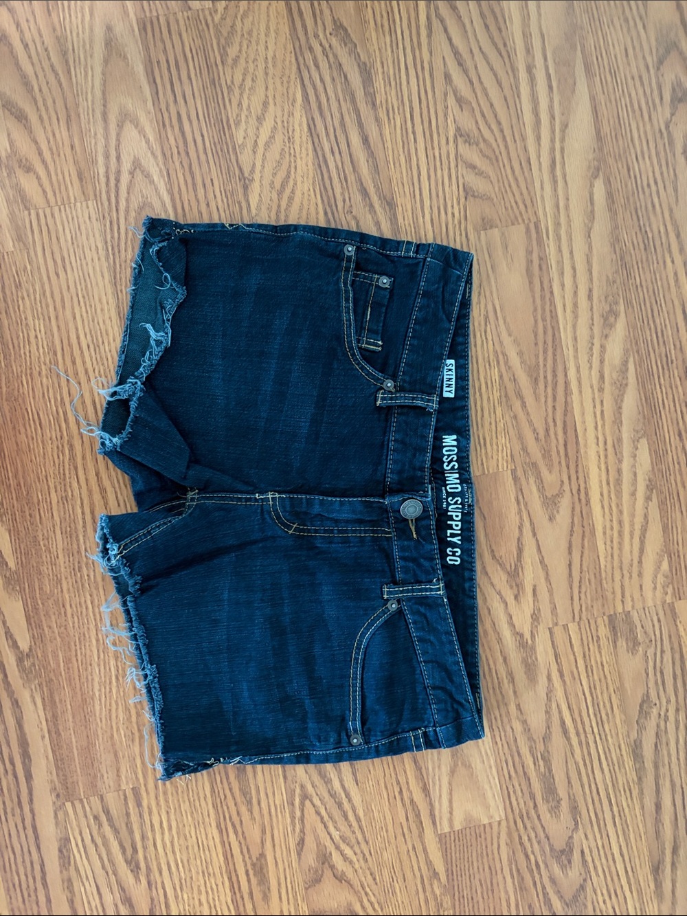 Mossimo Supply Co. Dark Indigo Frayed Denim Cutoff Shorts